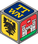 the TTWN logo: a six-sided die with imagery from Wiener Neustadt's coat of arms and the text 'TTWN' on the top face